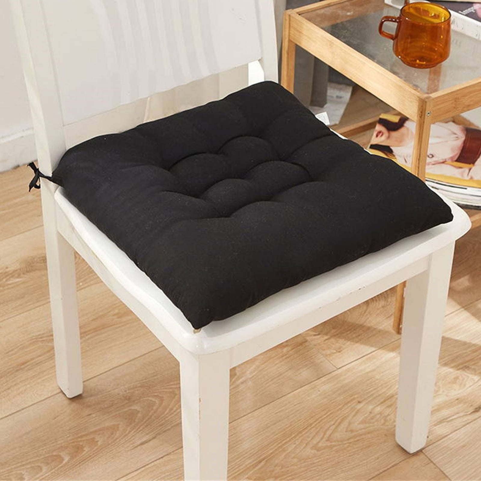 Realhomelove Solid Chair Pad Super Soft Thick Washable Square Seat