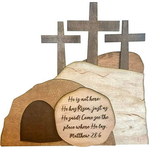 WJSXC Empty Tomb | He Is Risen | Religious Easter Scene Decor,Easter Resurrection Scene Multicolor_A
