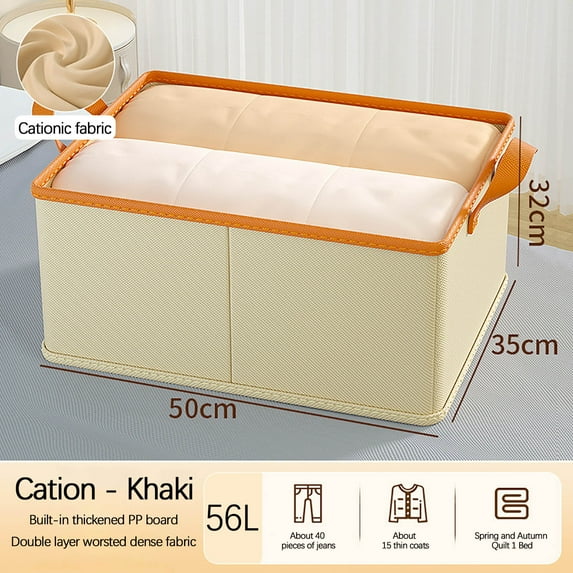 PRETXORVE Foldable Closet Storage Box, Clothes Storage Basket Storage Box Miscellaneous Clothes Pants Storage Artifact Beige XL