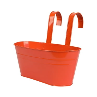 WJSXC Hanging Flower Pot 9.8 Inch Metal Iron Wall Flower Pot Indoor and Outdoor Used for Fence Balcony Garden Home Decoration with Detachable Hooks C