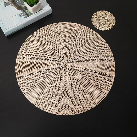 WJSXC Hollowed Out Insulation Mat Solid Polyvinyl Chloride Leather Placemats, Coffee Mats, Kitchen Table Mats,, Easy To Clean Kitchen Table Mats Gold