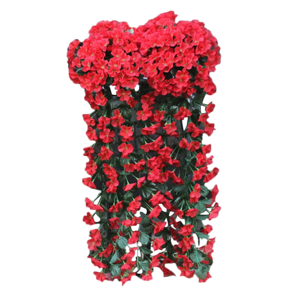 WJSXC Home Decorations Summer Savings Clearance 2023! Hanging Flowers Artificial Violet Flower Wall Wisteria Basket Hanging Garland Flowers Fake Silk Orchid Red