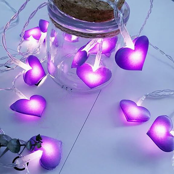 WJSXC LED Light Fabric Peach Heart String Light Girl Heart Room Decoration Light B