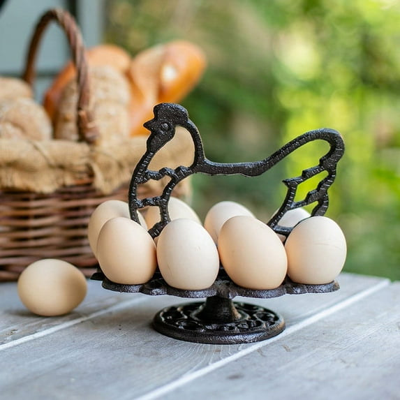 WJSXC Rustic Holder Iron Rack Rooster Tray for 12 Fresh Eggs Multicolor
