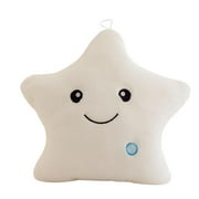 WJSXC Sparkling Star Pillow Colorful LED Glowing Five Star Plush Toy Birthday Gift Valentines Day Bride Home Decoration White