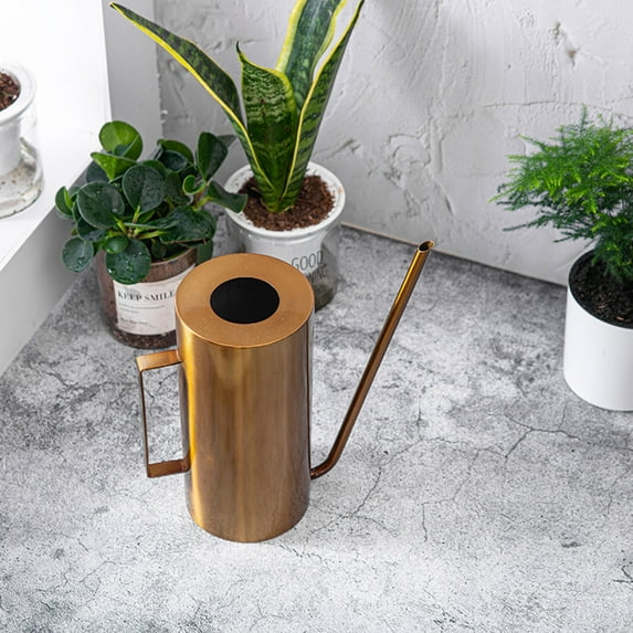 WJSXC Stainless Steel Watering Can - 1.5L Metal Watering Can with Long Spout To Prevent Spillage, Perfect Plant Watering Can for Outdoor and Indoor Plants Gold