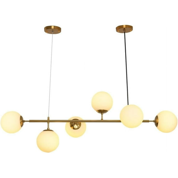WJShome Gold Chandelier, 6-Light Modern Chandeliers for Dining Room, Dining Room Light Fixtures Over Table, Kitchen Island Lighting, Sputnik Ceiling Light Fixture, Pendant Lights Kitchen Island