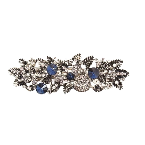 WJY Flower Rhinestones Pearl Hair Barrettes, Silver, 1 Count 1 Count