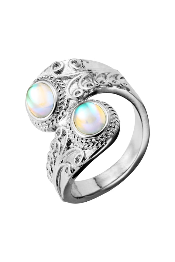Rings for Women, Fashion Vintage Gem Women's Ring Opal White Stone Punk Style Ring