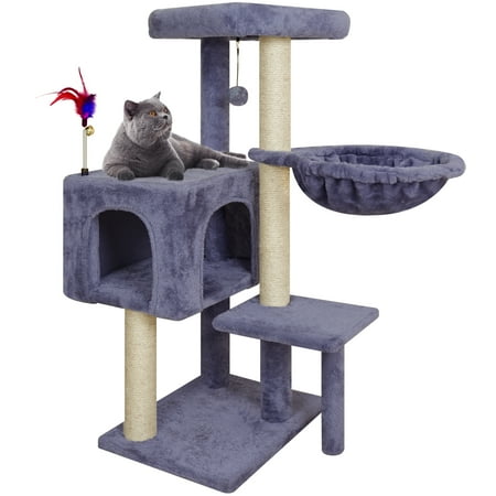 WK 35.43" Cat Tree Tower with Cat Scratching Posts,Cat tower with Cat Condo and Toy Balls,Grey