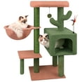 thumbnail image 1 of AIWIKIDE 35.4" Desert Cactus Cat Tree With Scratching Toy, Hanging Ball, Cat Tower Furniture Sisal-Covered Scratching Posts,Green, 1 of 5