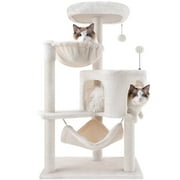 AIWIKIDE 39.37" Cat Tree Cat Tower with Cat Condo and Big Hammock for Indoor Small Cats,Beige
