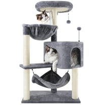WK 39.37" Cat Tree Cat Tower with Cat Condo and Big Hammock for Indoor Small Cats,Grey