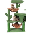 thumbnail image 1 of AIWIKIDE 39.37 inch Cactus Cat Tree Tower with Condo and Big Hammock for Indoor Small Cats, Green, 1 of 12