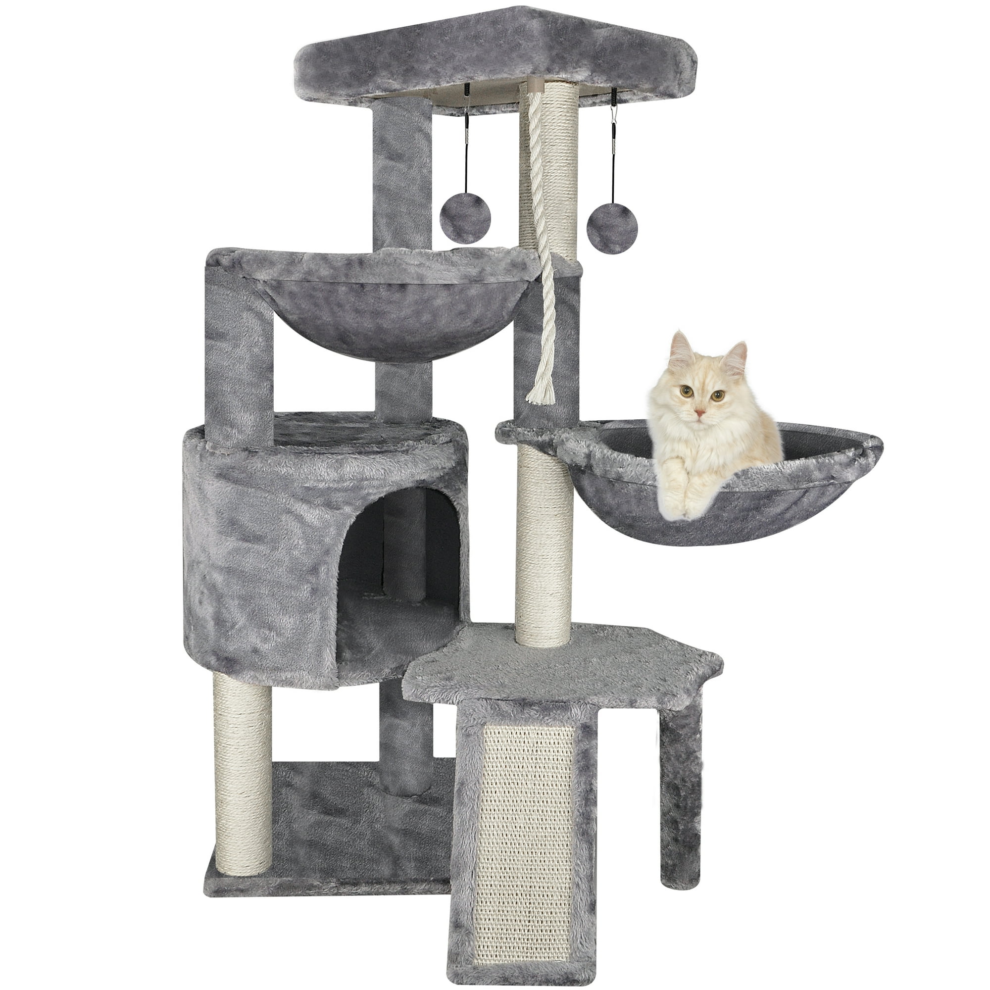 VESPER Cat Tree Scratching Post with Condo, Walnut