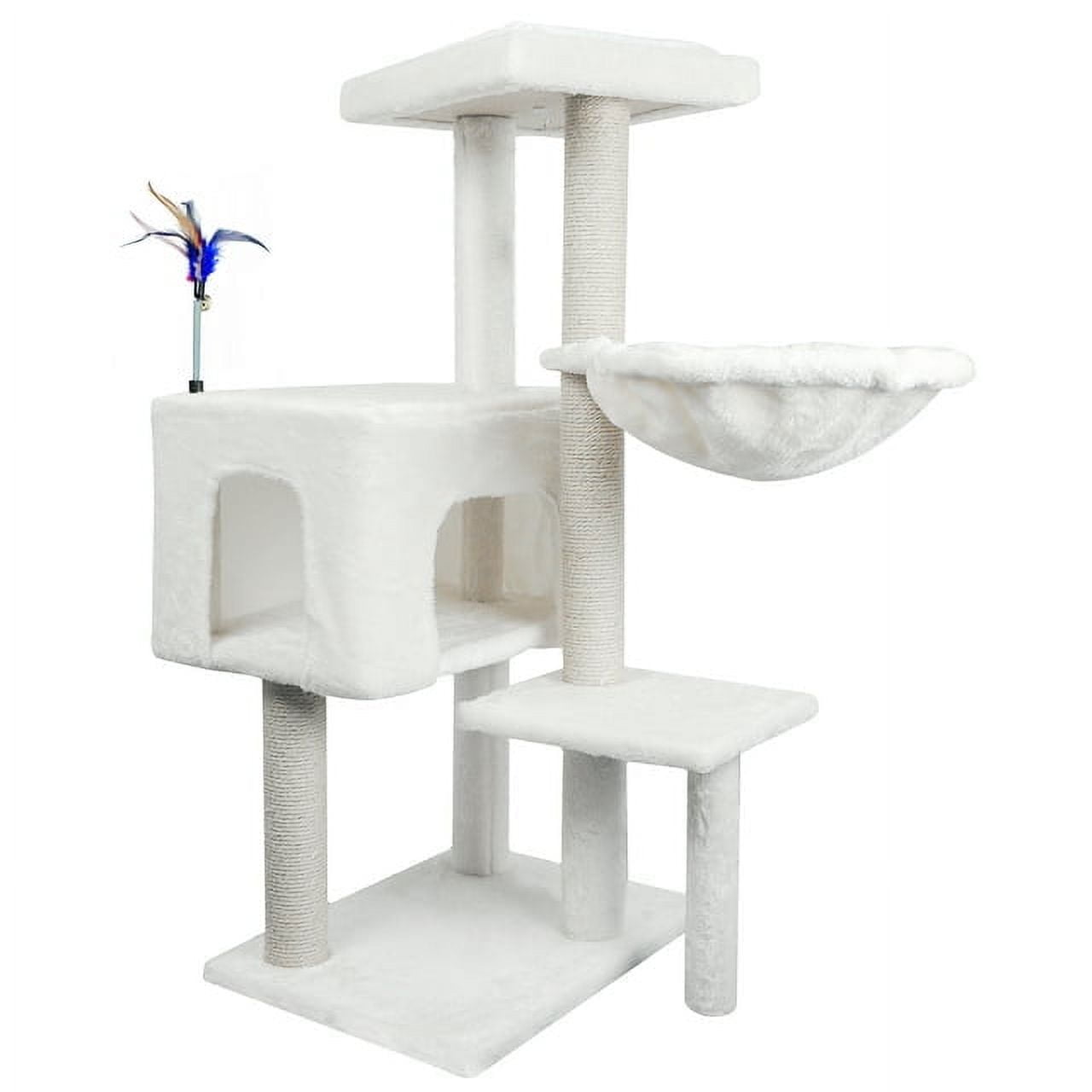 WK Cat Tree Has Scratching Toy with A Ball Activity Centre Cat Tower Furniture Jute-Covered Scratching Posts,Beige