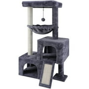 WK Cat Tree Tower for Indoor Cats,Activity Centre Cat Tower with Two Cat Condos Hammock Scratching Posts,Grey
