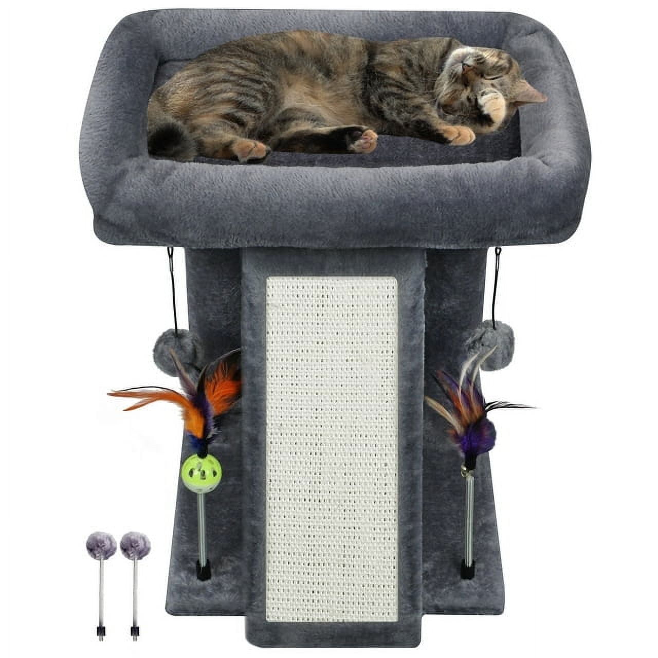 WK Cat Tree Tower with Scratching Board and Toy Balls Grey