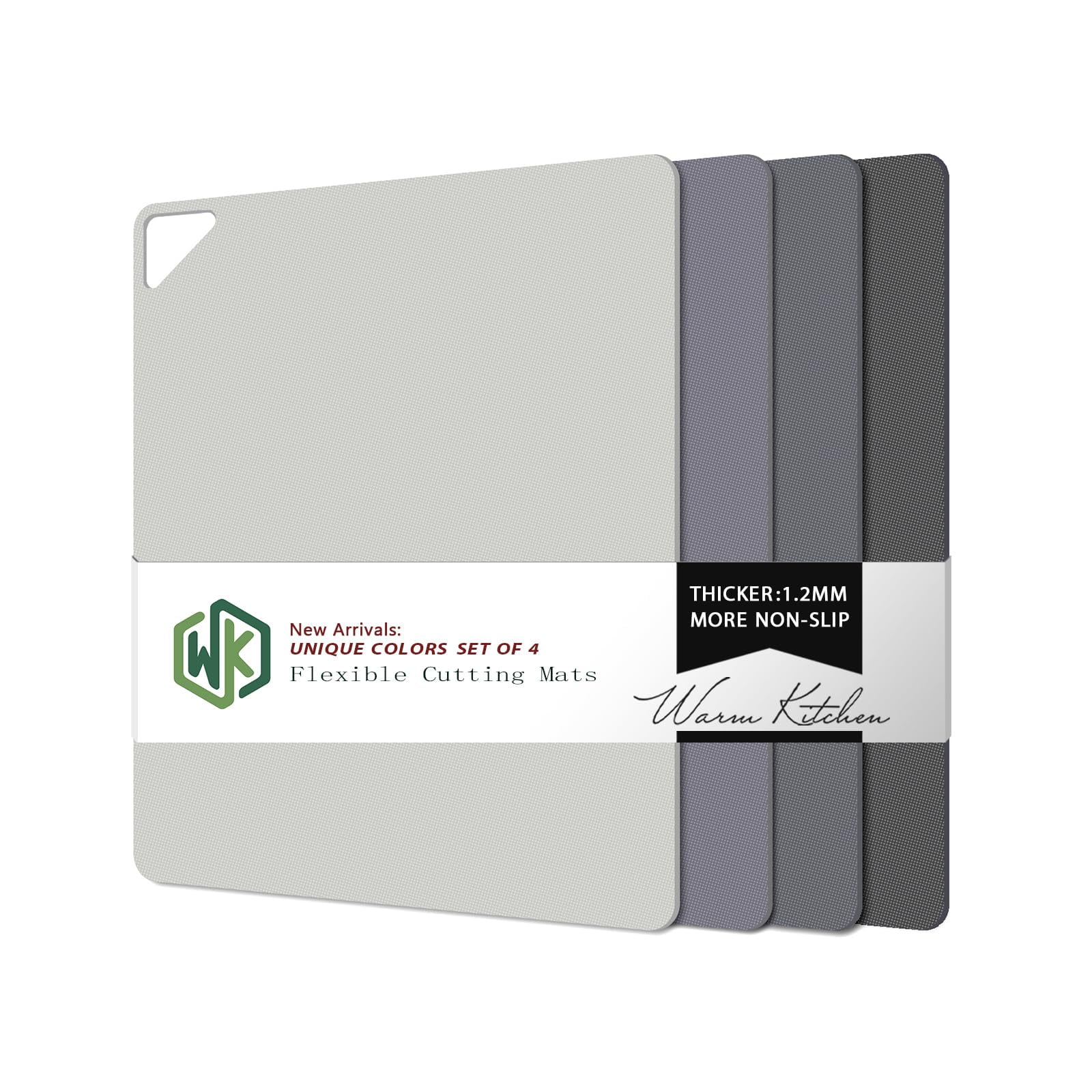 WK Plastic Cutting Boards for Kitchen, Flexible Cutting Board Mats Set