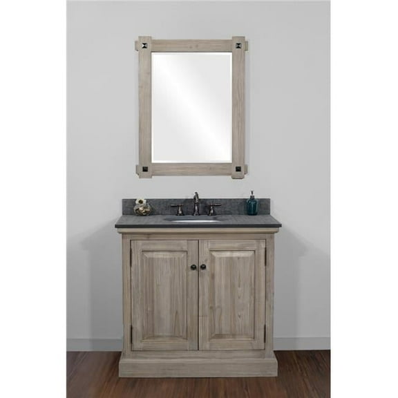 WK1836-MG TOP 36 in. Solid Recycled Fir Sink Vanity With Polished Textured Surface Granite Top-No Faucet