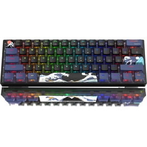 WK61 Wired Gaming Keyboard, 60% Percent RGB Backlit Mechanical Keyboard Gasket Mount with PBT Keycaps, Compact 61 Keys Hot Swappable Cream Switch, for Windows Laptop PC Mac, Black