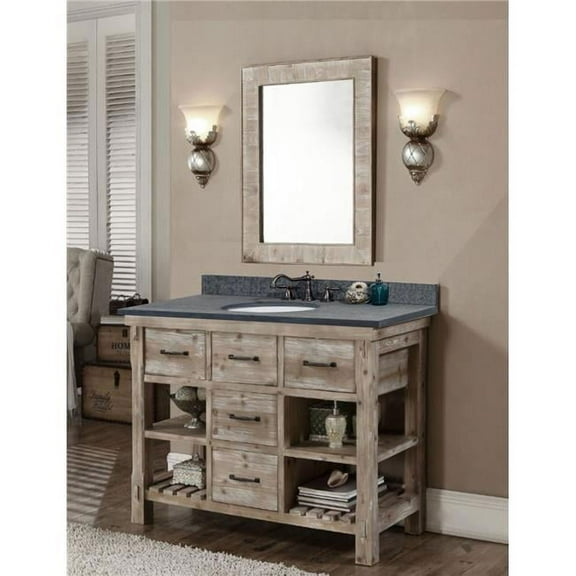 WK8248-MG TOP 48 in. Rustic Solid Fir Single Sink Vanity With Polished Textured Surface Granite Top-No Faucet