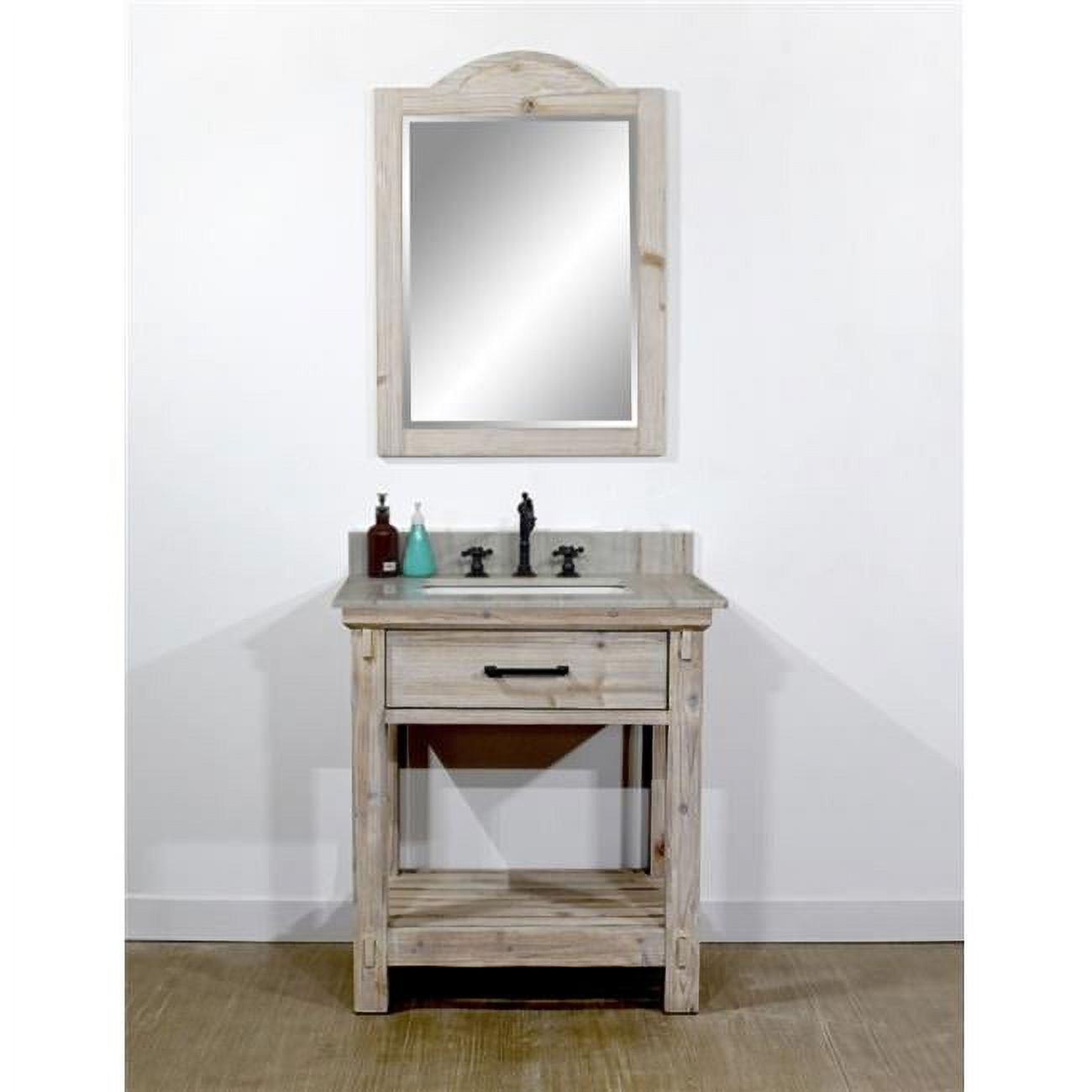 WK8430-CS SQ TOP 30 in. Rustic Solid Fir Single Sink Vanity With ...