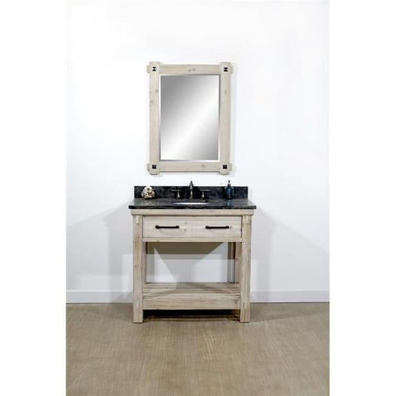WK8436-WK SQ TOP 36 in. Rustic Solid Fir Single Sink Vanity With Rectangular Sink Limestone Top-No Faucet
