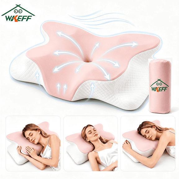 WKEFF Almohada Cervical para Cuello, Pillows For Sleeping, Butterfly-Shaped Memory Foam Cervical Neck Pillow, Ergonomic Cervical Support Pillow, Slow Rebound Neck Relief Bedding
