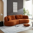 thumbnail image 1 of Modern Orange Sectional Sofa with Removable Pillows (220×80×75cm), Durable Fabric, Solid Wood Frame, 1 of 12
