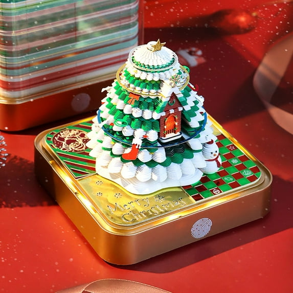 WKSCLPAI 2026 Advent Calendar Christmas Clock Calendar Calendar with Lights Christmas Tree Art Notes Art Calendar 3D Paper Sculpture Gift Sculpture Christmas Gift for Home Office