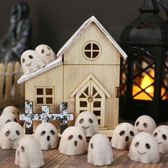 WKSCLPAI 20Pcs Halloween Cute Ghost Figurine Living Room Resin Craft Halloween Decorations Cute Ghost Tabletop Ornaments 0.67"