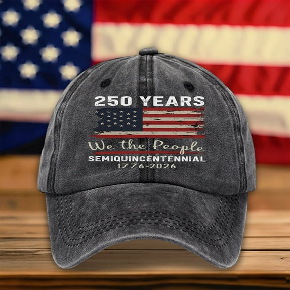 WKSCLPAI 250 Anniversary Hat, 1776 - 2026 Semiquincentennial USA Hat, Unisex Adjustable Commemorative Baseball Cap, Tribute To We the People, Black A