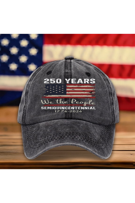250 Anniversary Hat, 1776 - 2026 Semiquincentennial USA Hat, Unisex Adjustable Commemorative Baseball Cap, Tribute To We the People, Black A