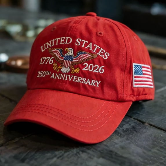WKSCLPAI 250 Anniversary USA Hat, 1776–2026 USA Flag & Bald Eagle Printed Patriotic Commemorative Hat, Adjustable Baseball Cap for Men Women, For Celebrate Freedom 250 Years