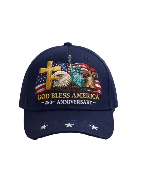 250 Anniversary USA Hat, Eagle Liberty Cross United States 250th Anniversary Hat, American Flag Printed Patriotic Cap 250 Years Baseball Cap(Blue)
