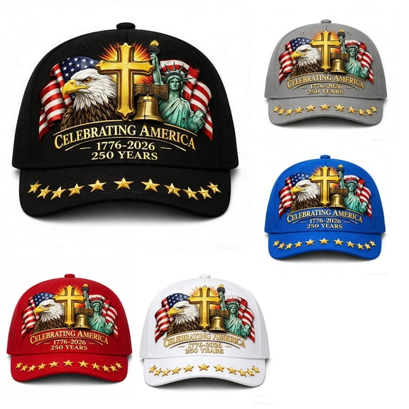 WKSCLPAI 250 Anniversary USA Hat, United States 250th Commemorative Hat, Eagle Printed Patriotic Baseball Cap, Adjustable 250 American Cap for Men Women, Black