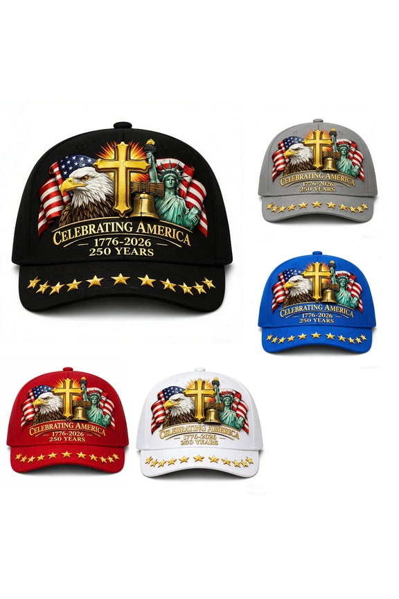 250 Anniversary USA Hat, United States 250th Commemorative Hat, Eagle Printed Patriotic Baseball Cap, Adjustable 250 American Cap for Men Women, Black