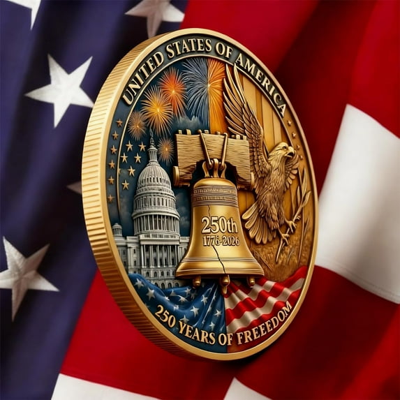 WKSCLPAI 250th Anniversary Commemorative Keepsake Collection Ornaments, USA Double-Sided Print Challenge Keepsake Decorations, Collectible Gift for Patriotism Man, 1.6Inch, #B