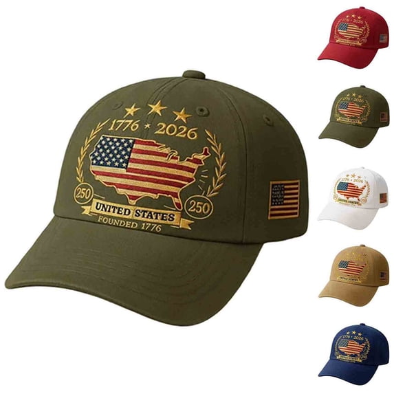 WKSCLPAI 250th Anniversary Hats, US 250 Years Anniversary Baseball Cap 1776-2026, Patriotic America Semiquincentennial Adjustable Unisex Hat for 4th of July & Family Gatherings