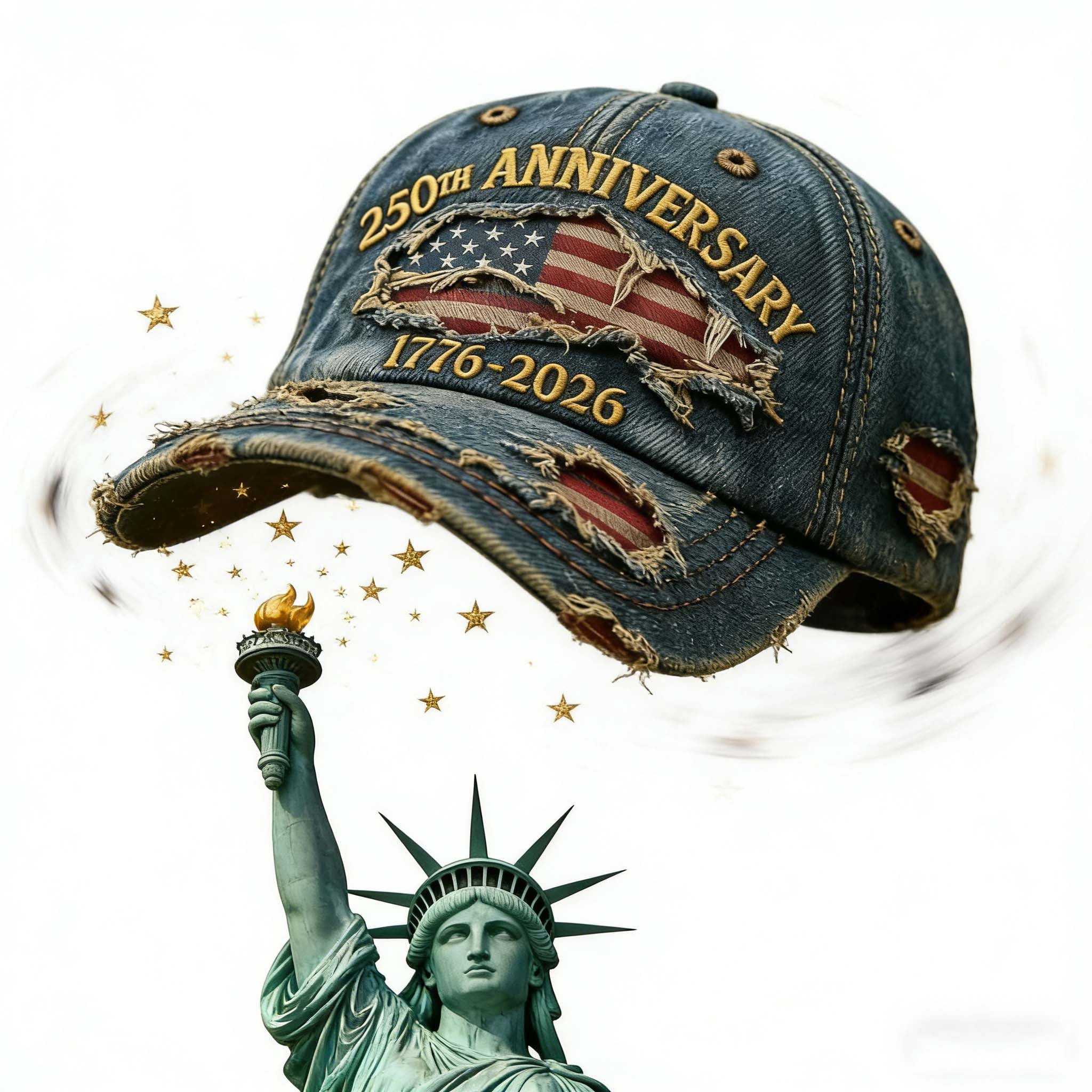 WKSCLPAI 250th Anniversary USA Hat, 1776–2026 USA Flag Embroidered