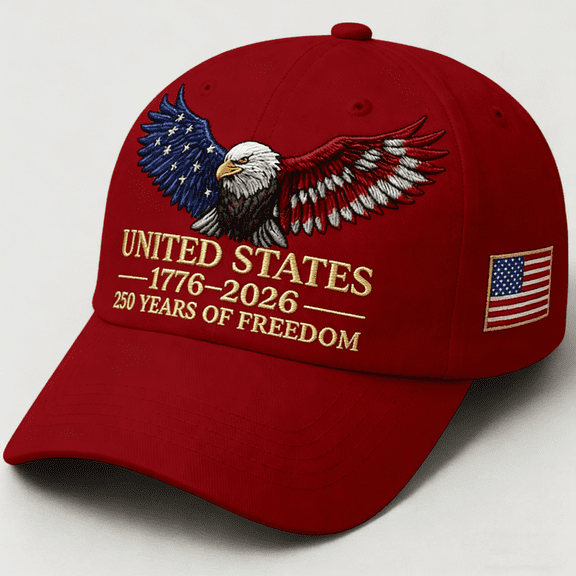WKSCLPAI 250th US Anniversary Commemorative Hat, 1776–2026 Celebrate American 250 Years of Freedom, Adjustable Red Blue White Eagle Print Baseball Cap for Men Women, Red