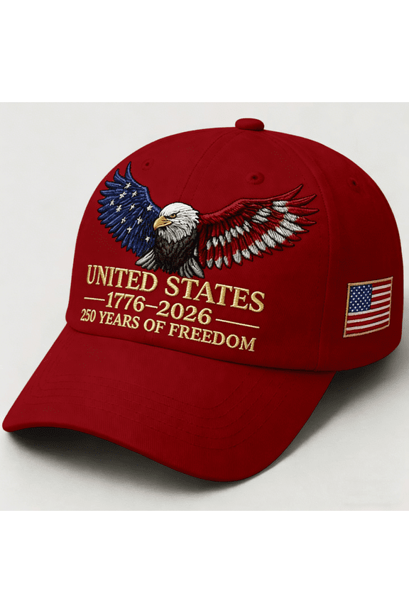 250th US Anniversary Commemorative Hat, 1776–2026 Celebrate American 250 Years of Freedom, Adjustable Red Blue White Eagle Print Baseball Cap for Men Women, Red