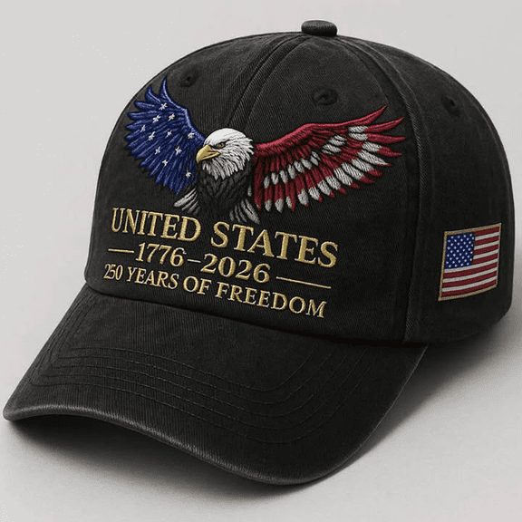 WKSCLPAI 250th US Anniversary Commemorative Hat, 1776–2026 Celebrate American 250 Years of Freedom, Adjustable Red Blue White Eagle Print Baseball Cap for Men Women, Black
