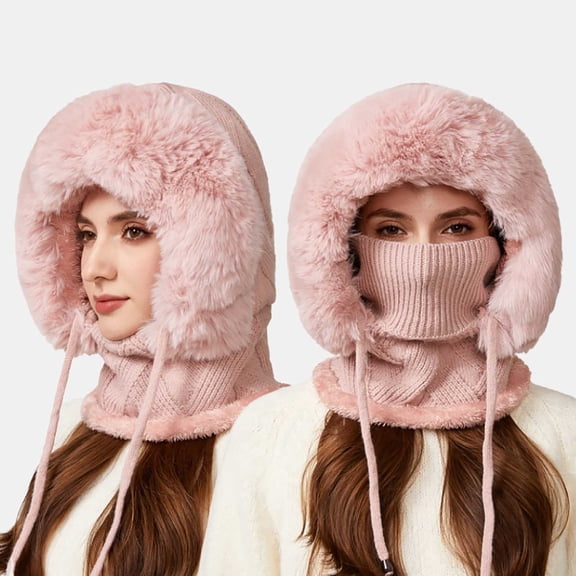 WKSCLPAI 3 in 1 Beanie Hat with Scarf and Mask, Women's Winter Warm Outdoor Windproof Scarf Hat, Unmatched Comfort & Secure Stretch Fit Winter Knitted Hat for Women
