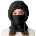 thumbnail image 1 of WKSCLPAI 3 in 1 Beanie Hat for Women, Womens Winter Balaclava with Drawstring, Wind Resistant Knitted Hats with Hooded Scarf & Mask, Thick Plush-Lined for Winter Outdoor Activities, 1 of 5