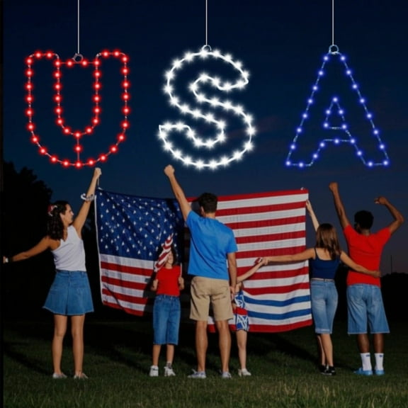 WKSCLPAI 3 Pack 4th of July Window Lights Decorations,American Flag Red White and Blue USA Lights Silhouette Suction Cup for Memorial Day Indoor Outdoor Independence Day Decor