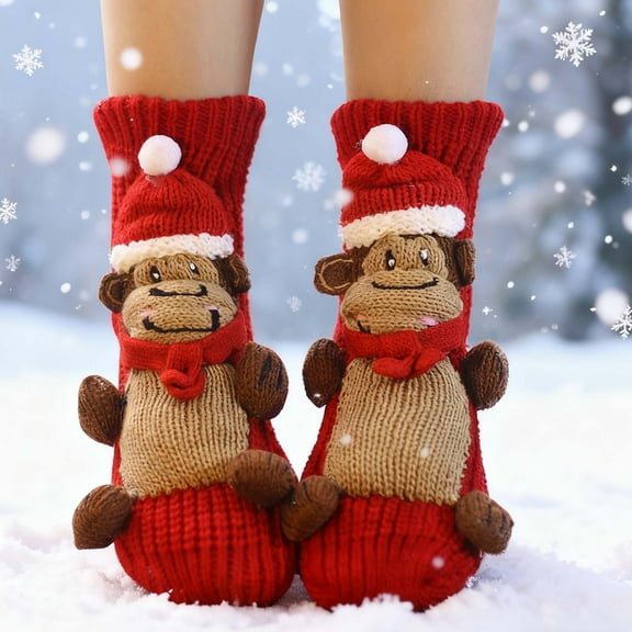 WKSCLPAI 3D Knit Animal Socks, Handmade Crocheted Animal Socks, Double-layer Cotton, Warm Embrace for Your Ankle, Christmas Gift Stockings, Octopus