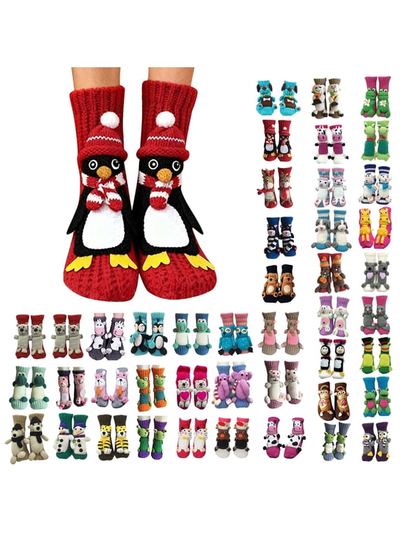 3D Knit Animal Socks, Handmade Crocheted Double Layer Cotton Warm Socks, Winter Cute Animal Themed Socks for Holiday Christmas Gifts, 2025 New Funny 3D Animals Crew Socks,Capybara C