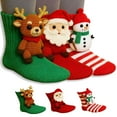 thumbnail image 1 of WKSCLPAI 3D Knit Animal Socks, Handmade Crocheted Animal Socks, Double-layer Cotton, Warm Embrace for Your Ankle, Christmas Gift Stockings, Reindeer B, 1 of 4